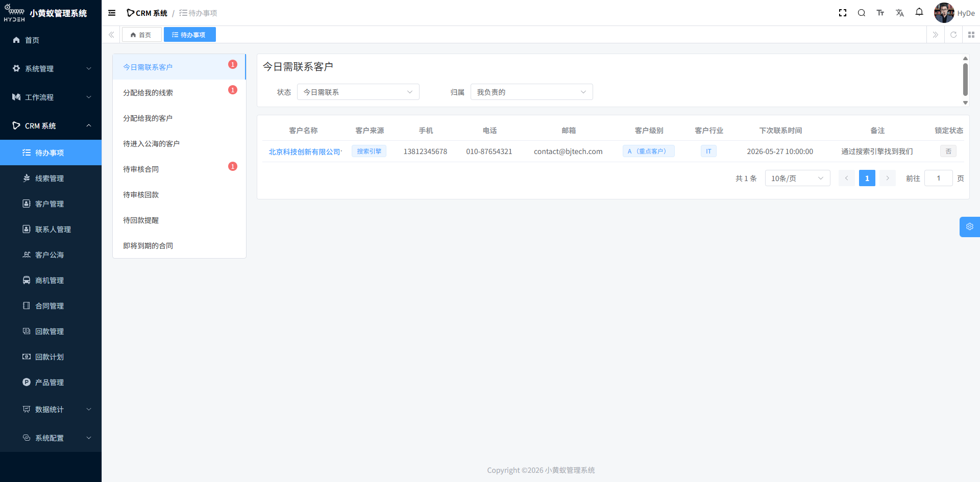 待办事项页面